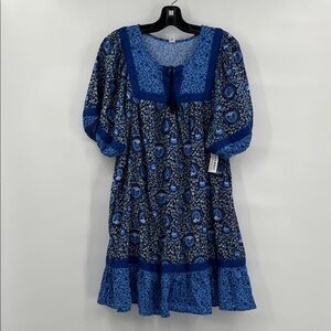 Old Navy Blue Patterned Midi Dress
